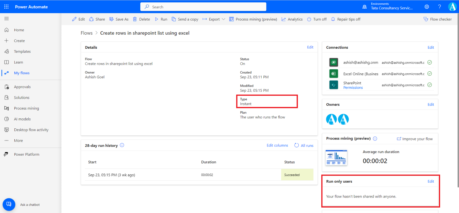Share the Power Automate flows
