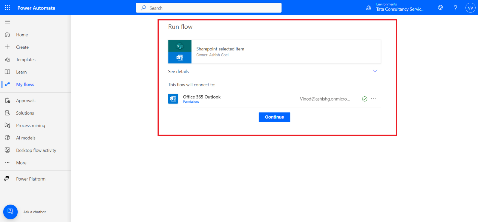 Share the Power Automate flows