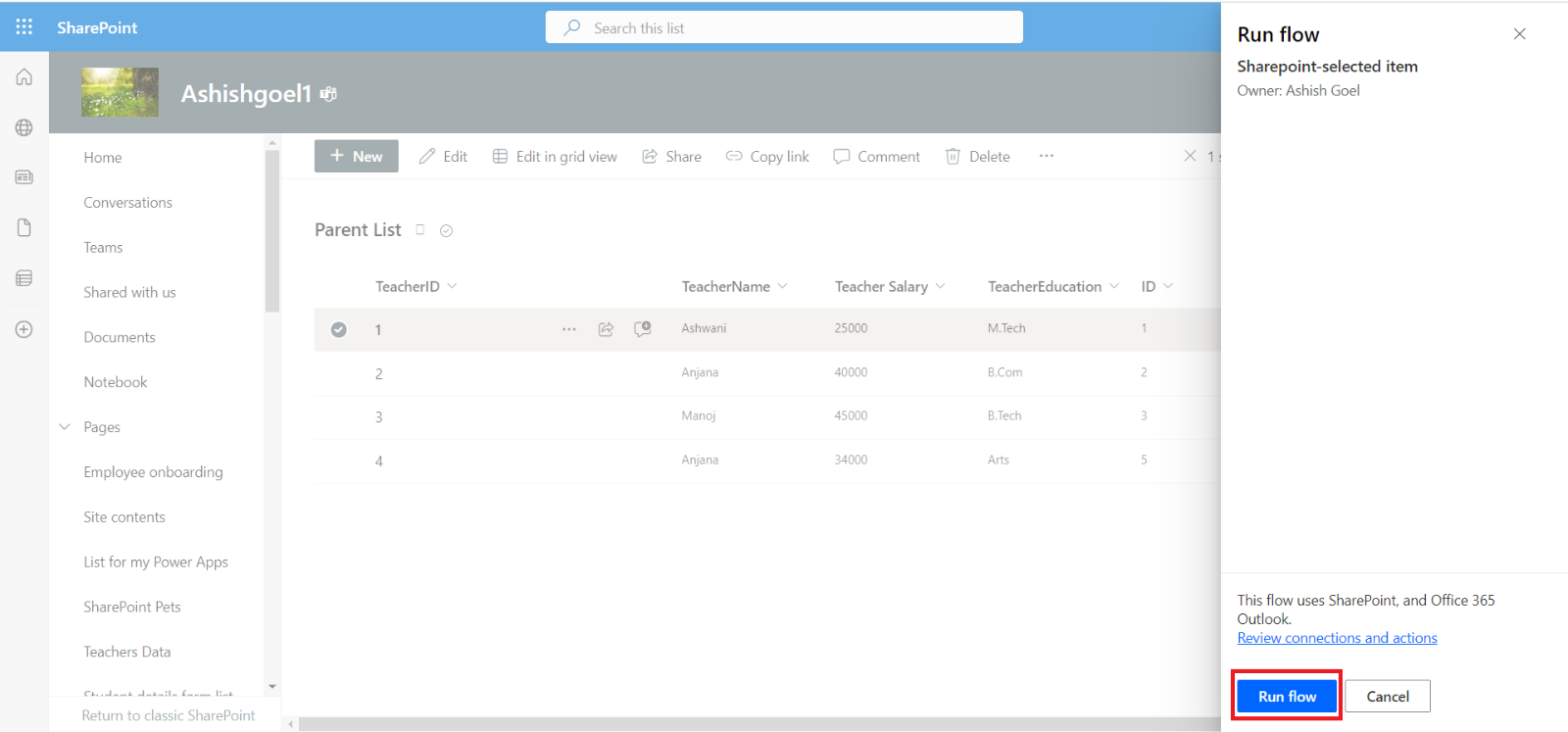 Sharepoint-selected item Trigger Sharepoint-selected item Trigger