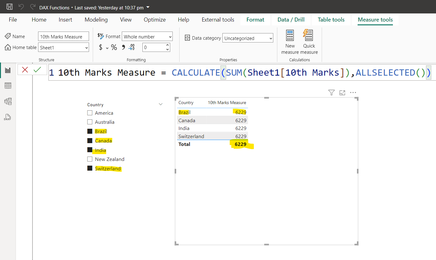 ALLSELECTED dax function in Power BI ALLSELECTED dax function in Power BI