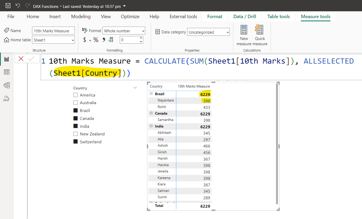 ALLSELECTED dax function in Power BI ALLSELECTED dax function in Power BI