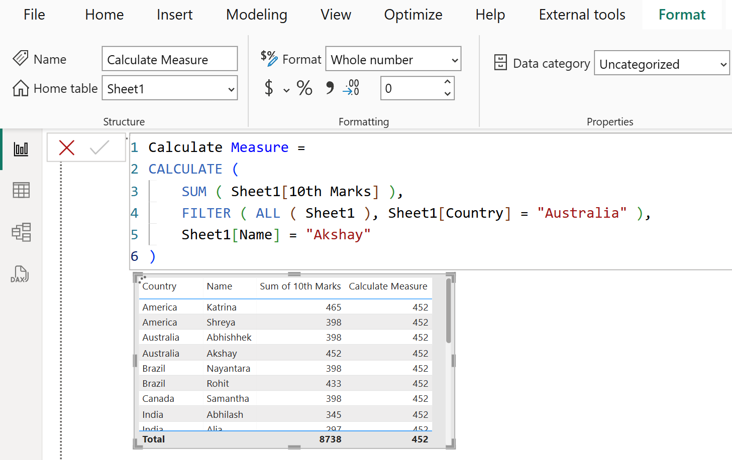 CALCULATE dax function in Power BI