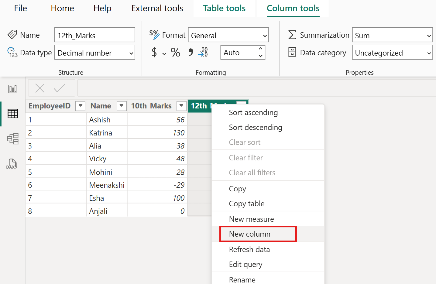 Calculated columns in Power BI Calculated columns in Power BI