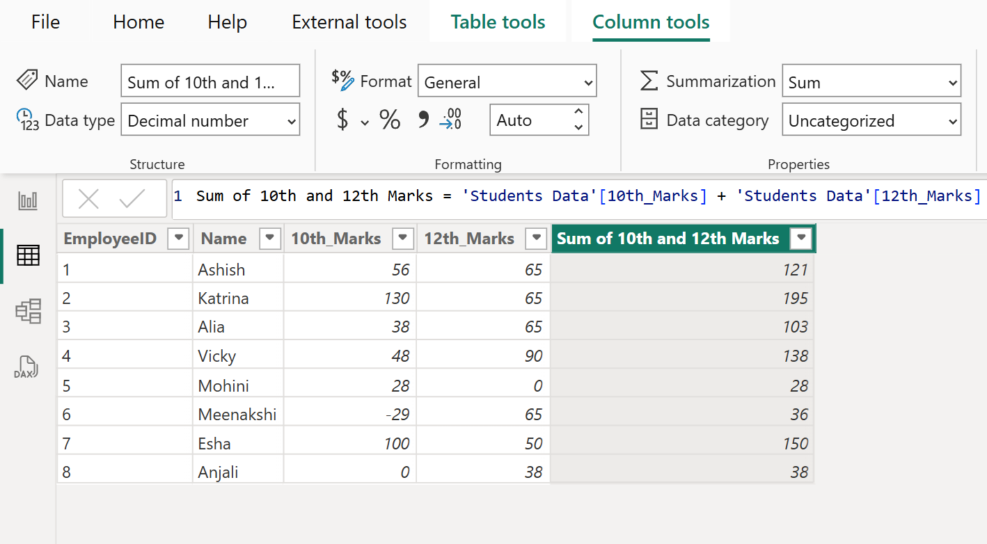 Calculated columns in Power BI Calculated columns in Power BI