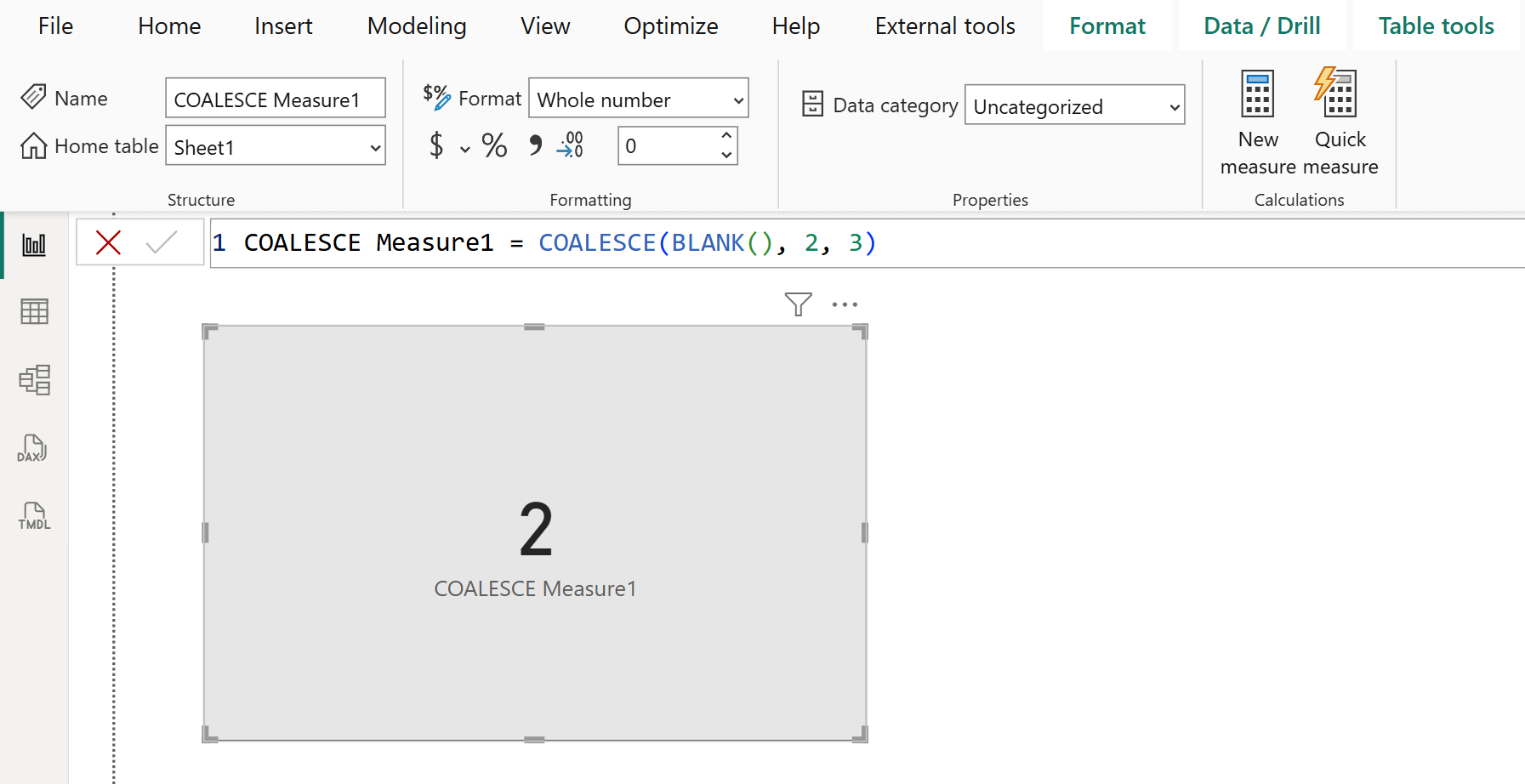 COALESCE dax function in Power BI COALESCE dax function in Power BI