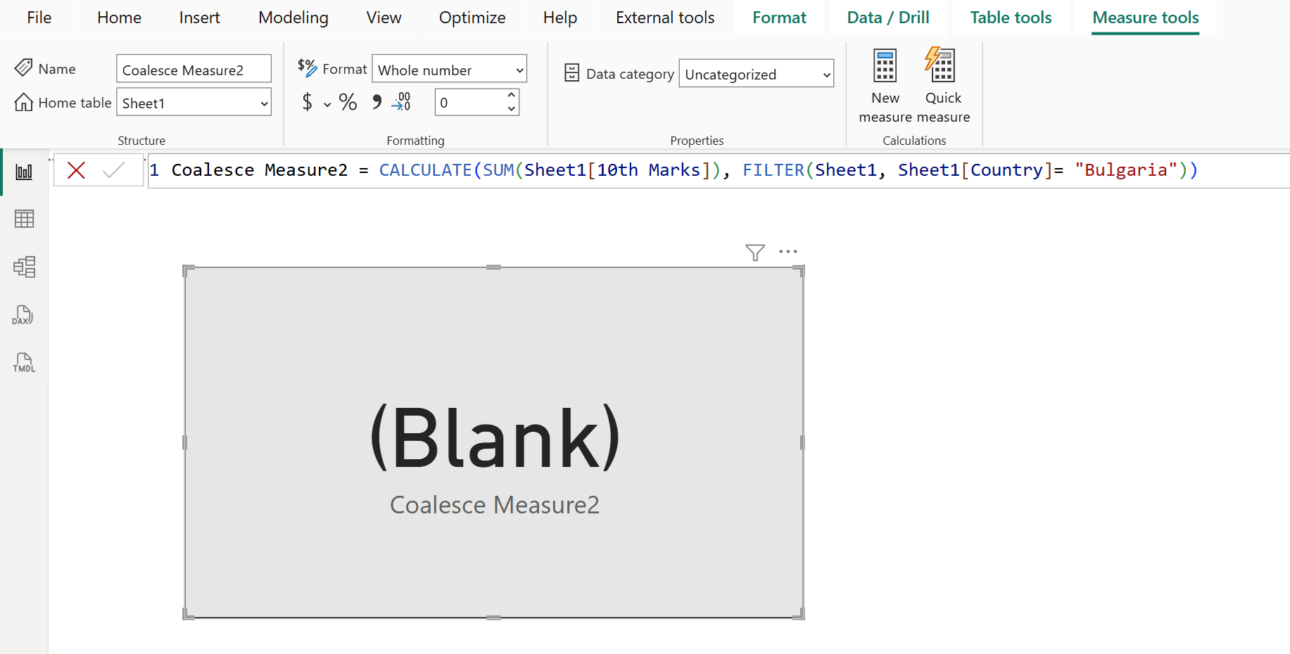 COALESCE dax function in Power BI COALESCE dax function in Power BI