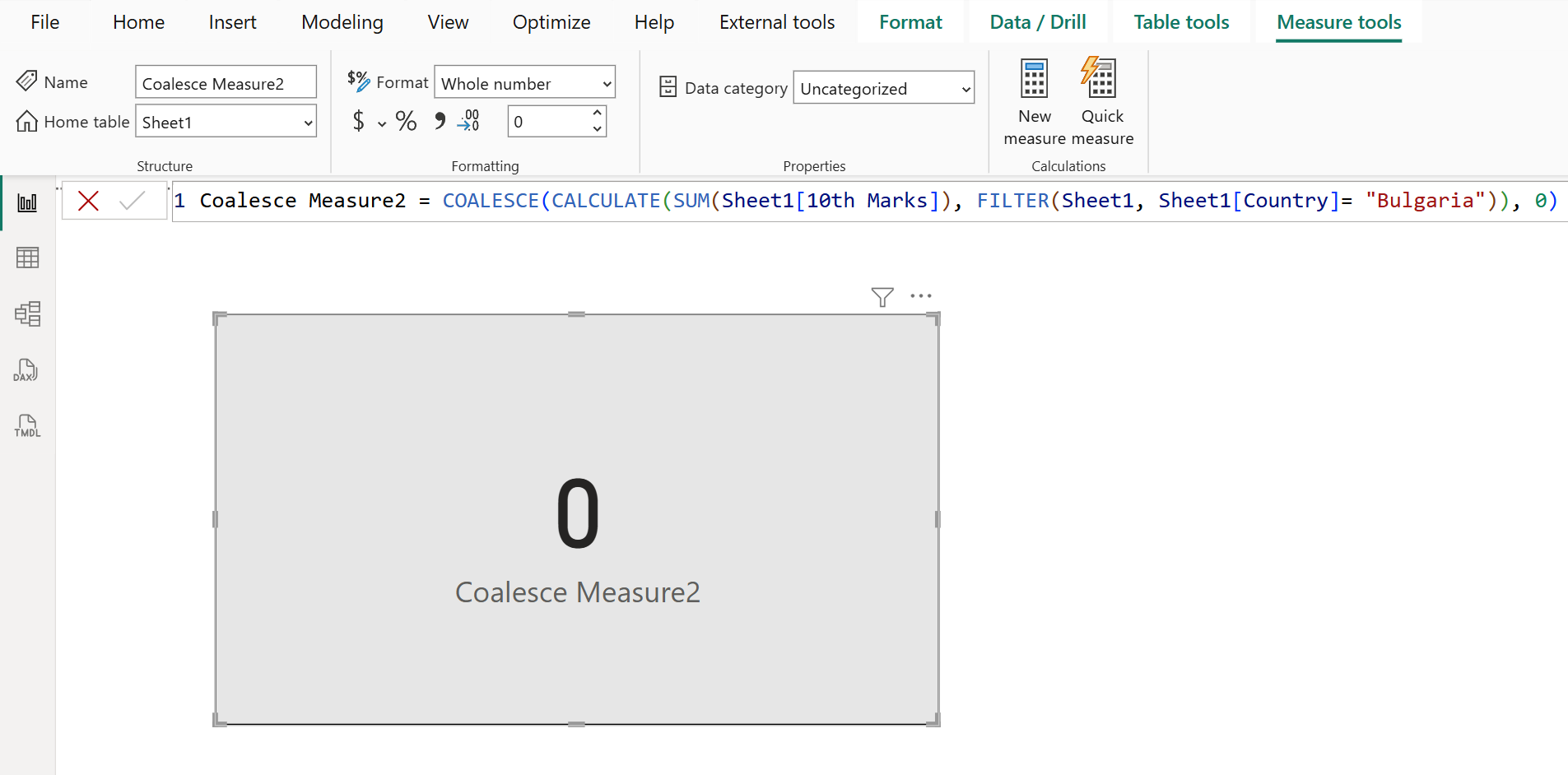 COALESCE dax function in Power BI