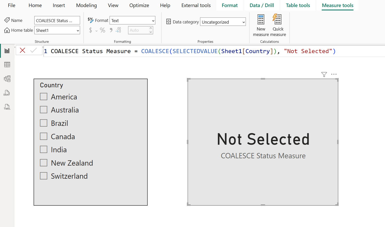 COALESCE dax function in Power BI