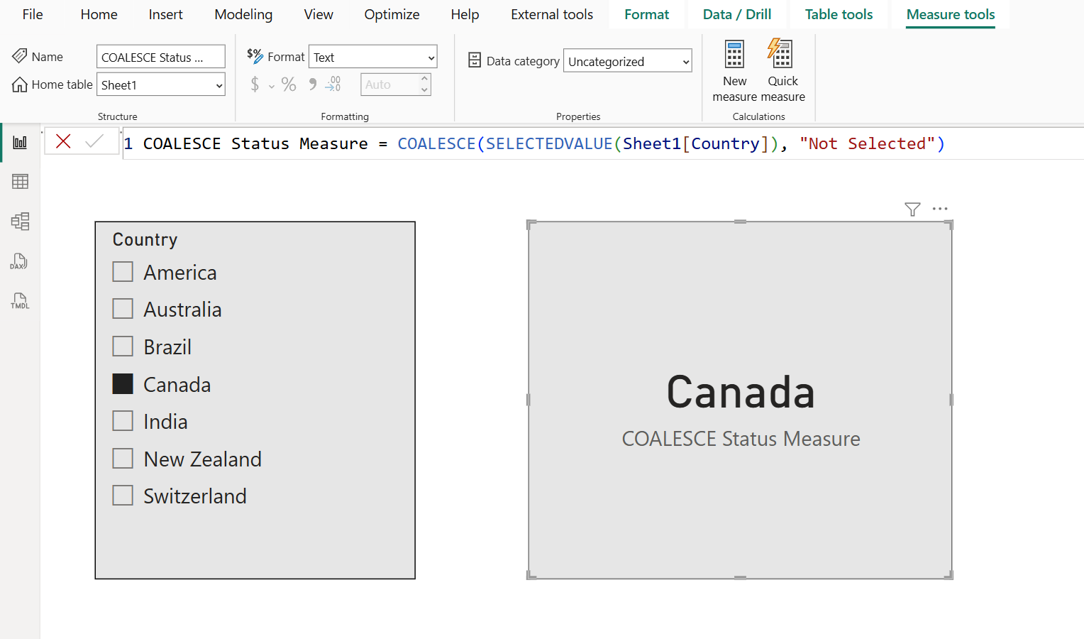 COALESCE dax function in Power BI