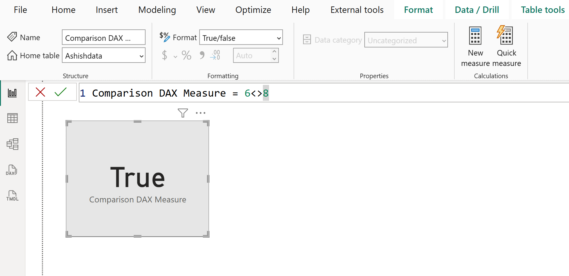 Comparison DAX operator in Power BI