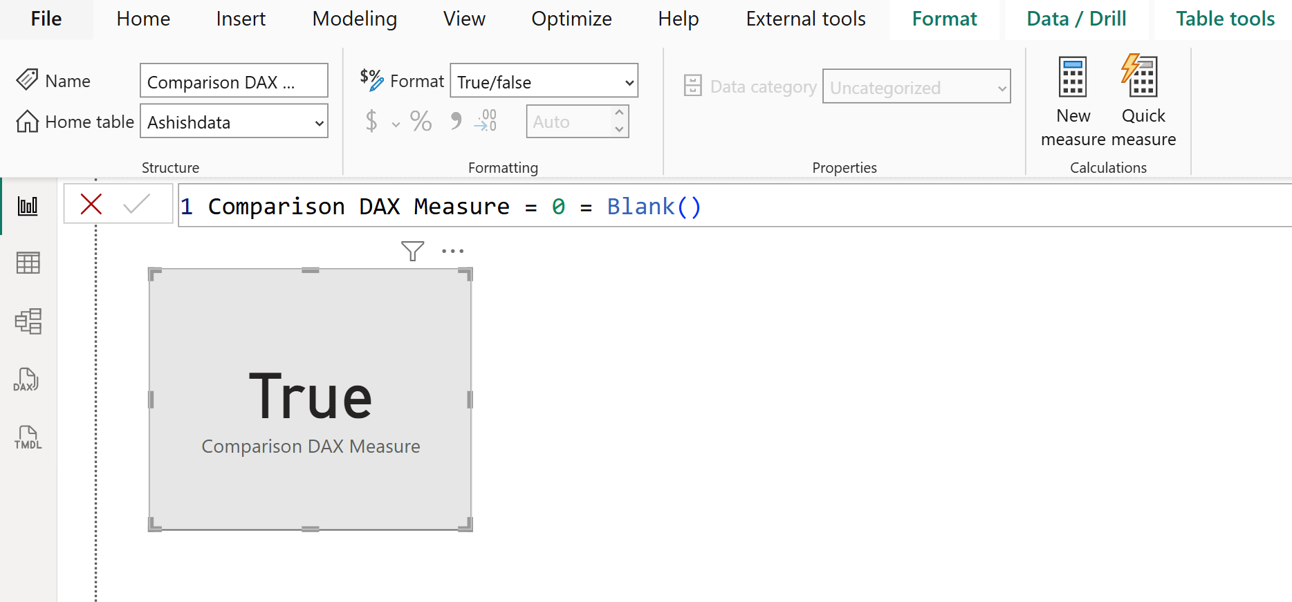 Comparison DAX operator in Power BI