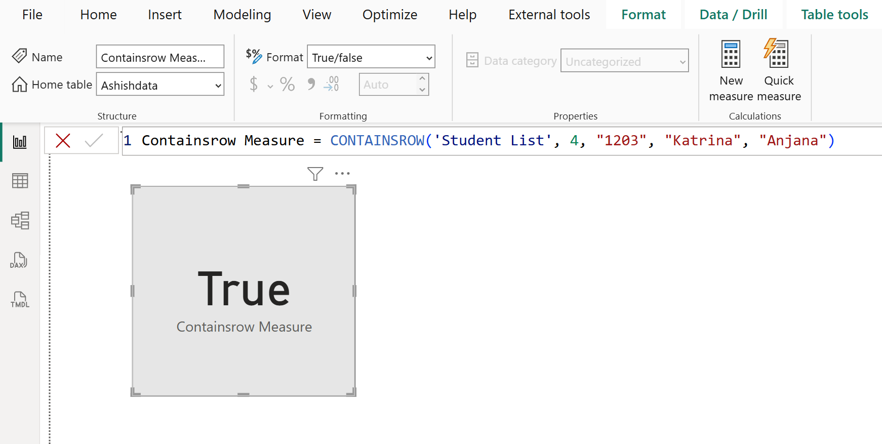 CONTAINSROW DAX function in Power BI