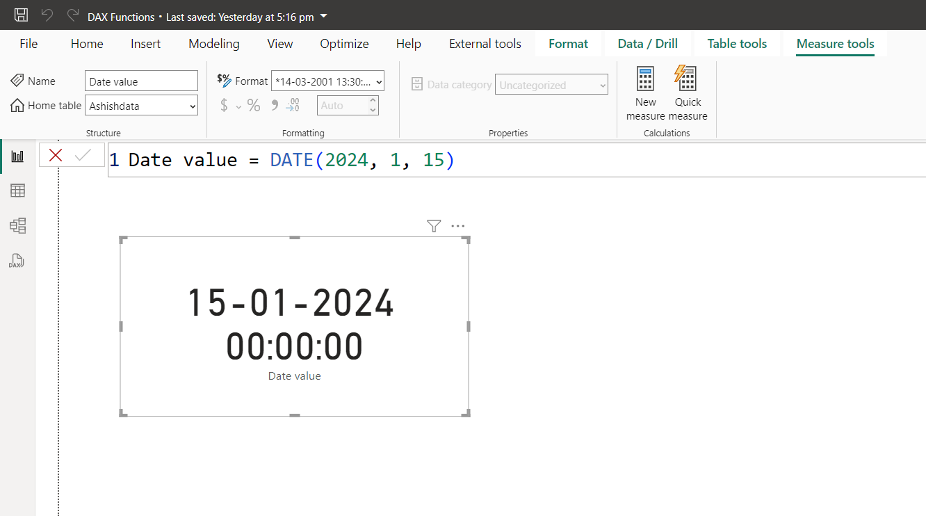 DATE dax function in Power BI