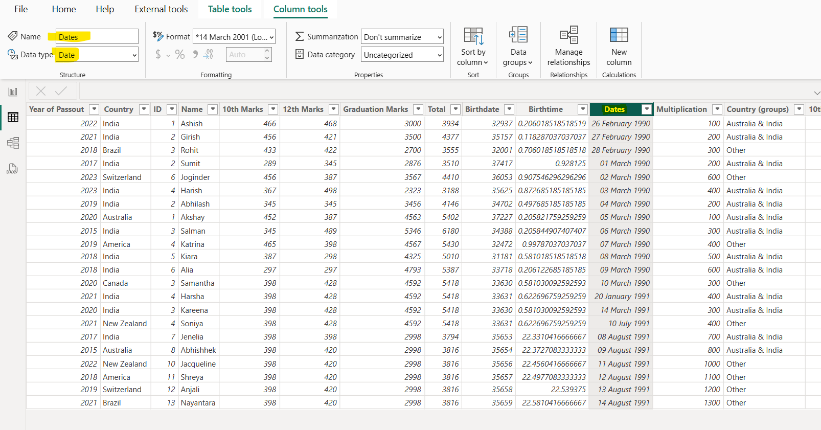 DATESINPERIOD dax function in Power BI