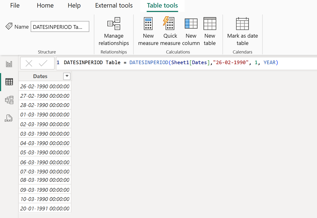 DATESINPERIOD dax function in Power BI