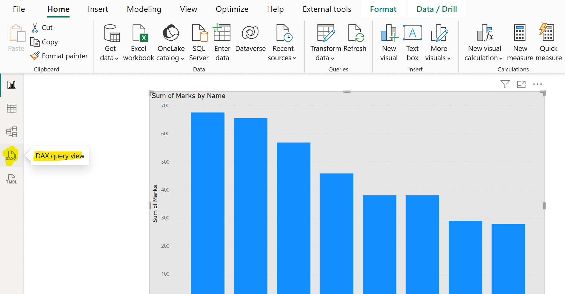 DAX query view in Power BI