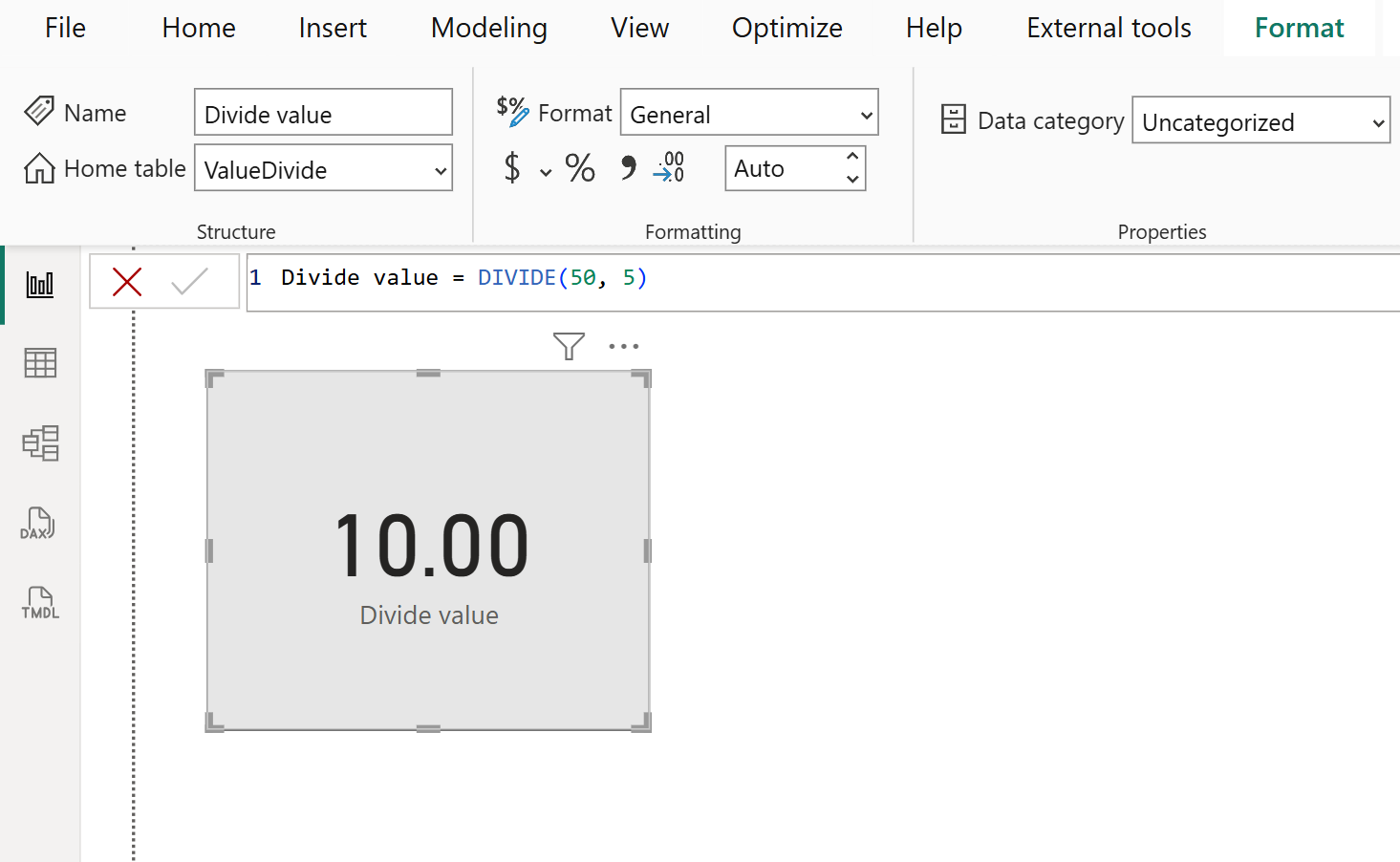 DIVIDE dax function in Power BI