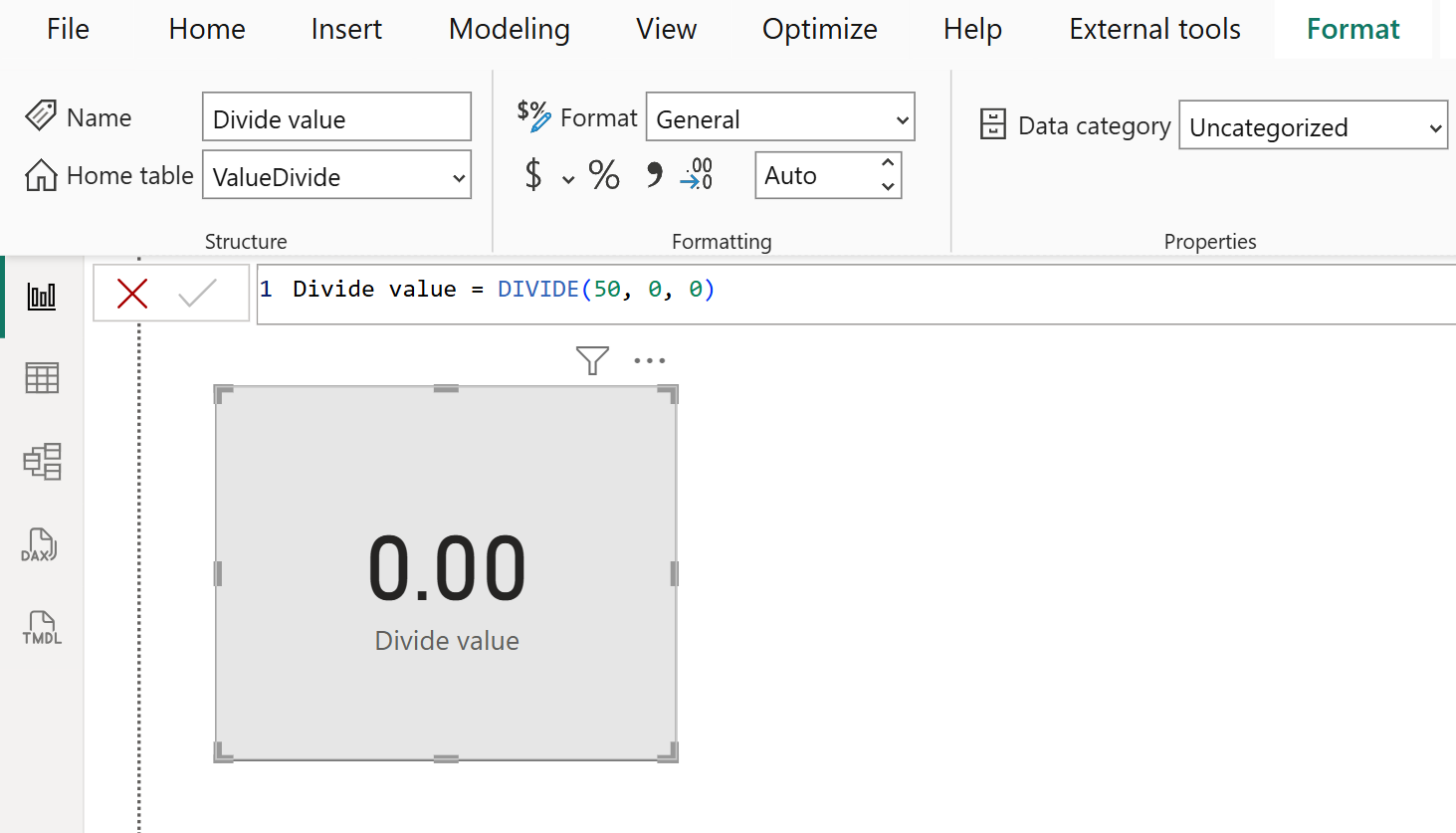 DIVIDE dax function in Power BI