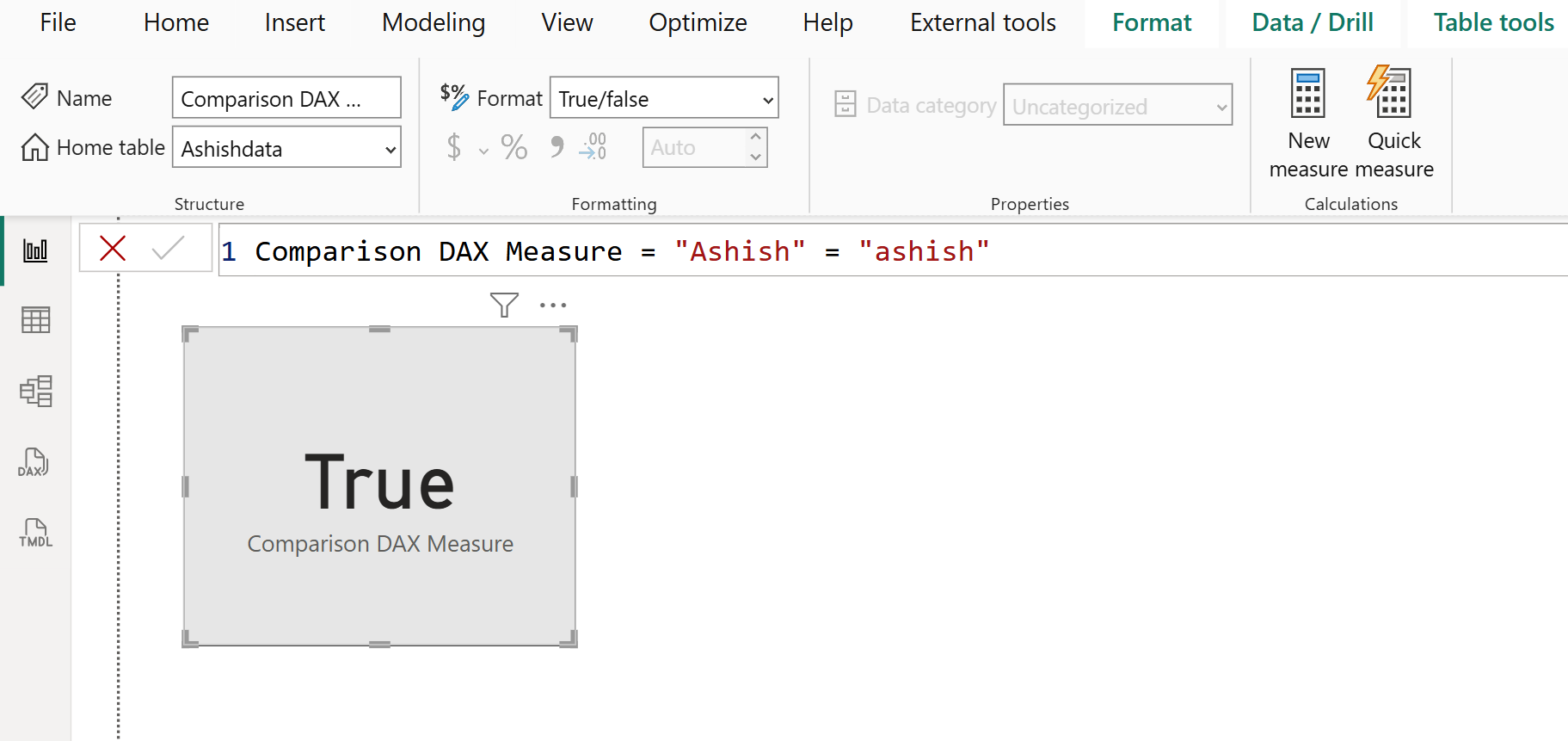 EXACT dax function in Power BI