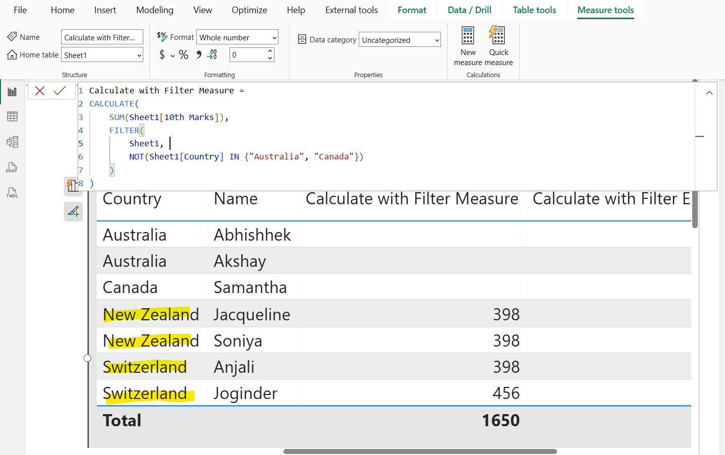 FILTER dax function in Power BI FILTER dax function in Power BI