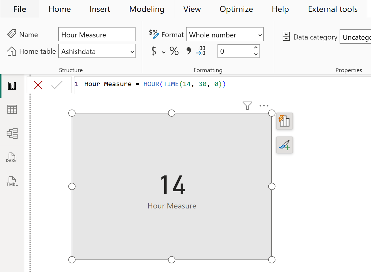 HOUR dax function in Power BI