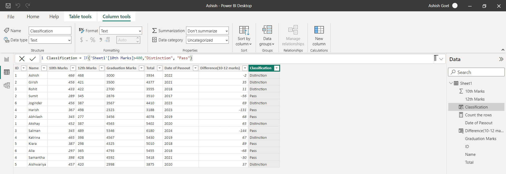 IF dax function in Power BI IF dax function in Power BI