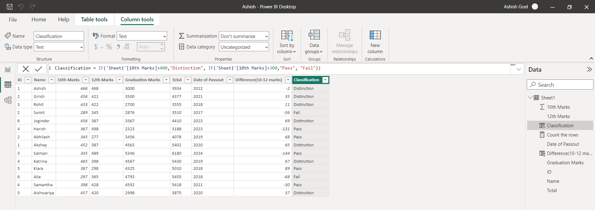 IF dax function in Power BI IF dax function in Power BI