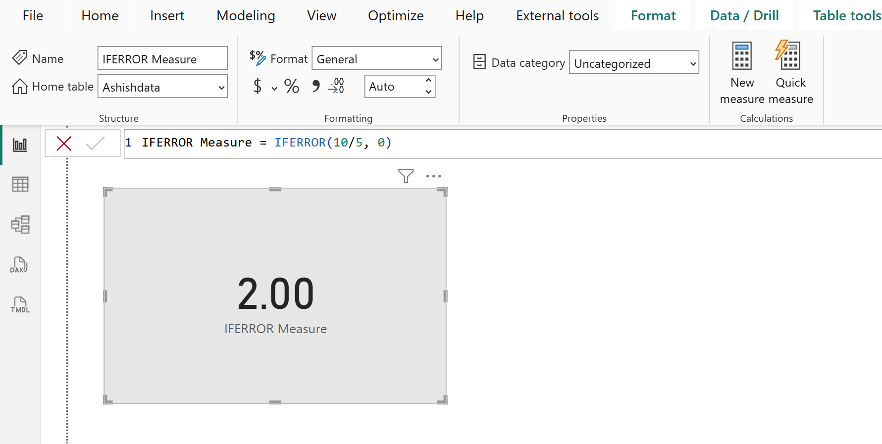 IFERROR DAX function in Power BI