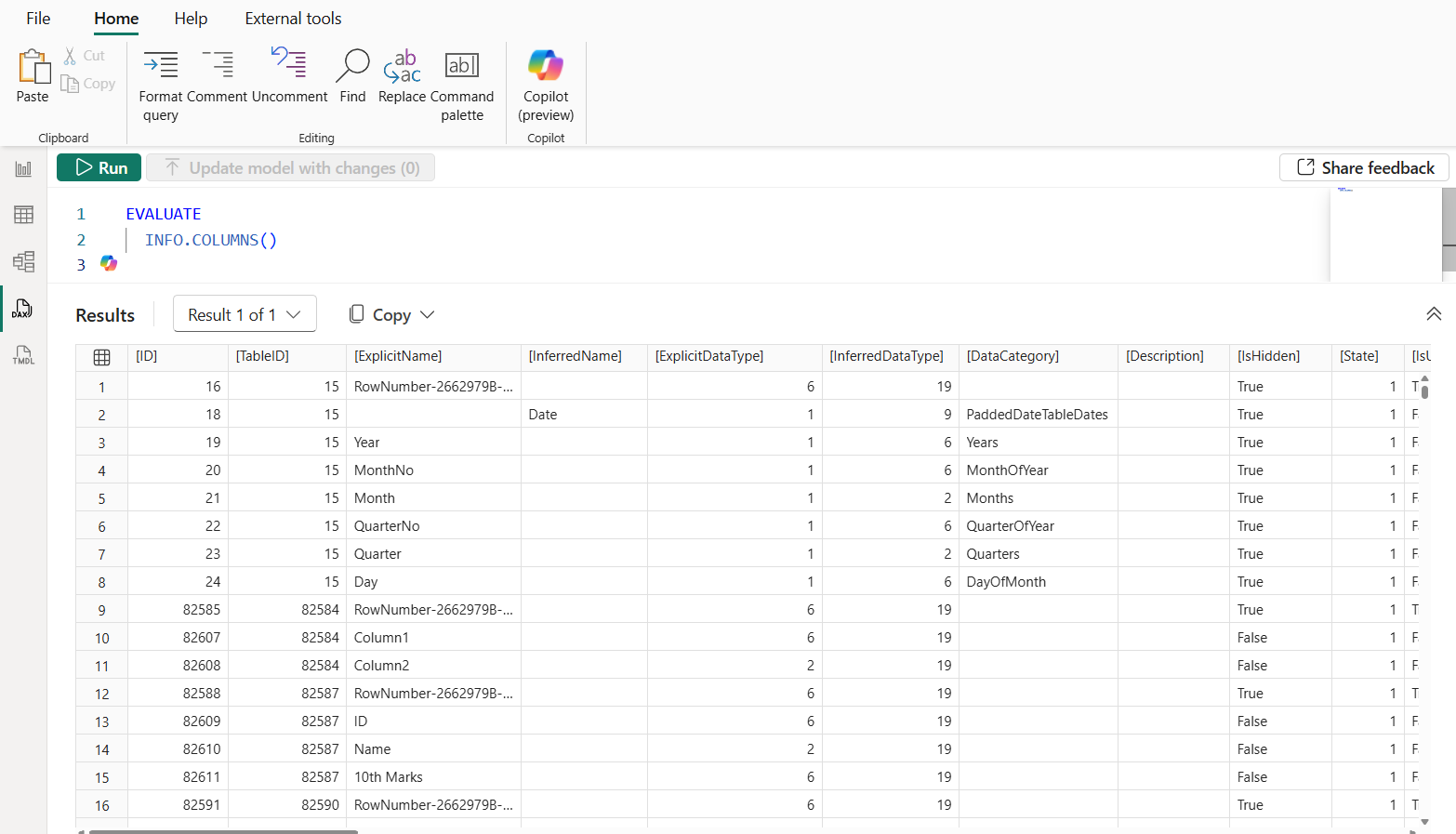 INFO.COLUMNS DAX function in Power BI