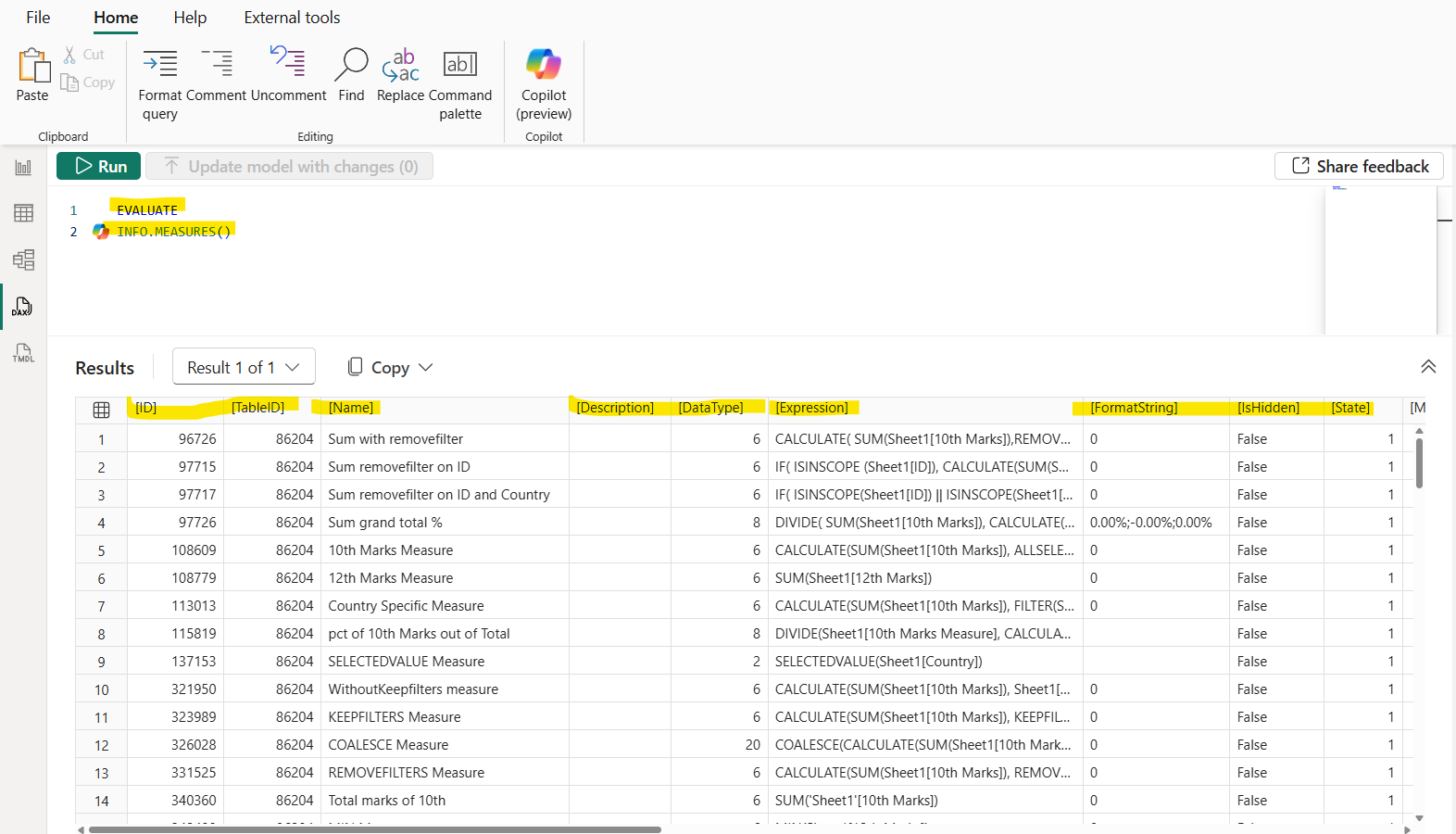 INFO.MEASURES DAX function in Power BI