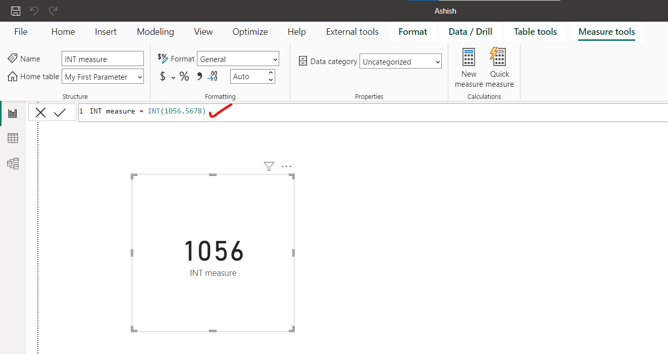 INT dax function in Power BI