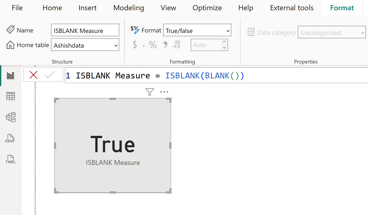 ISBLANK DAX function in Power BI