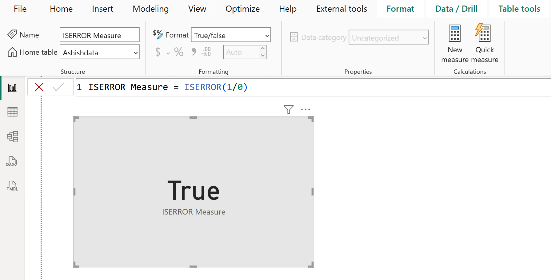 ISERROR DAX function in Power BI