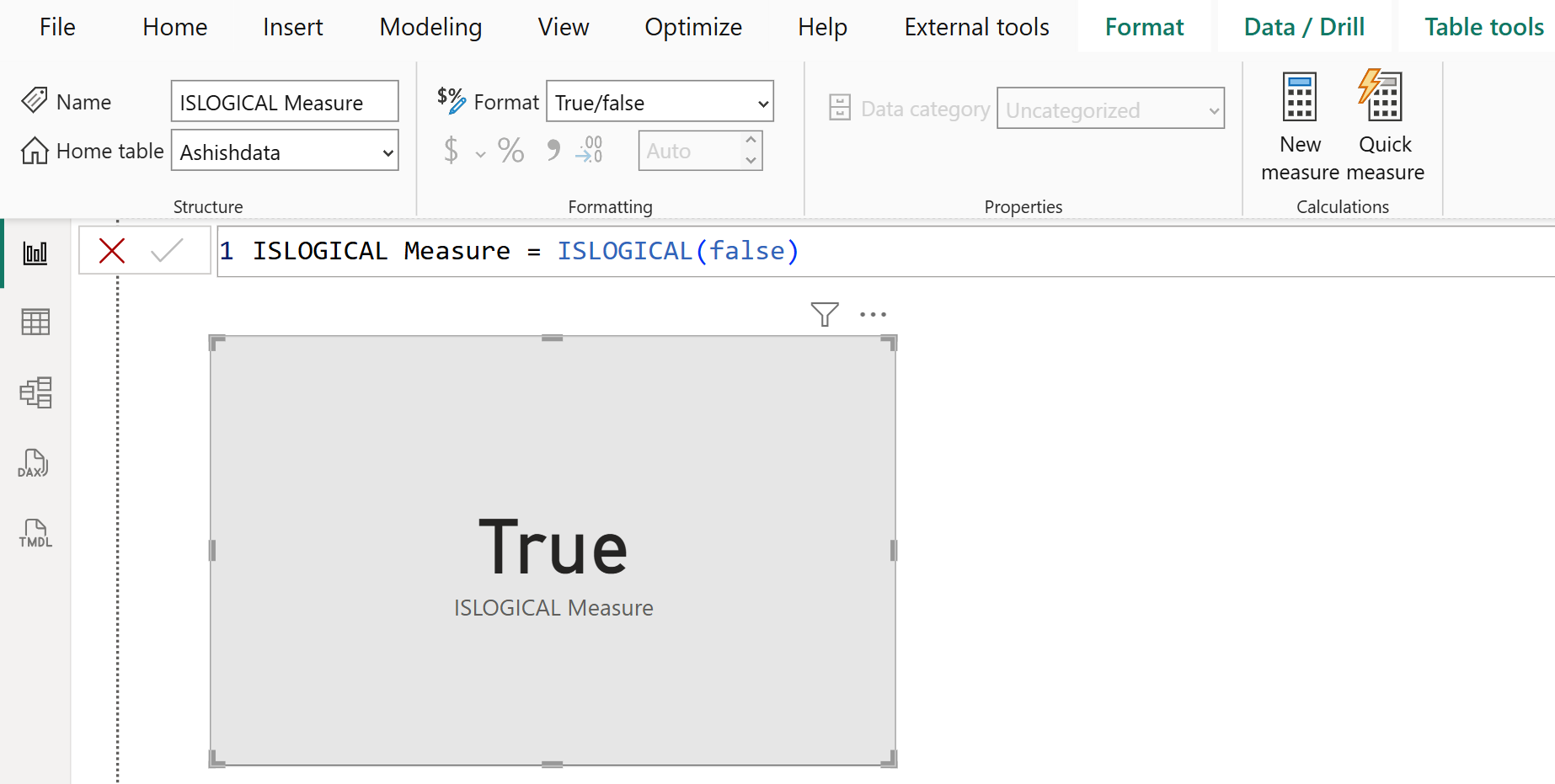ISLOGICAL dax function in Power BI