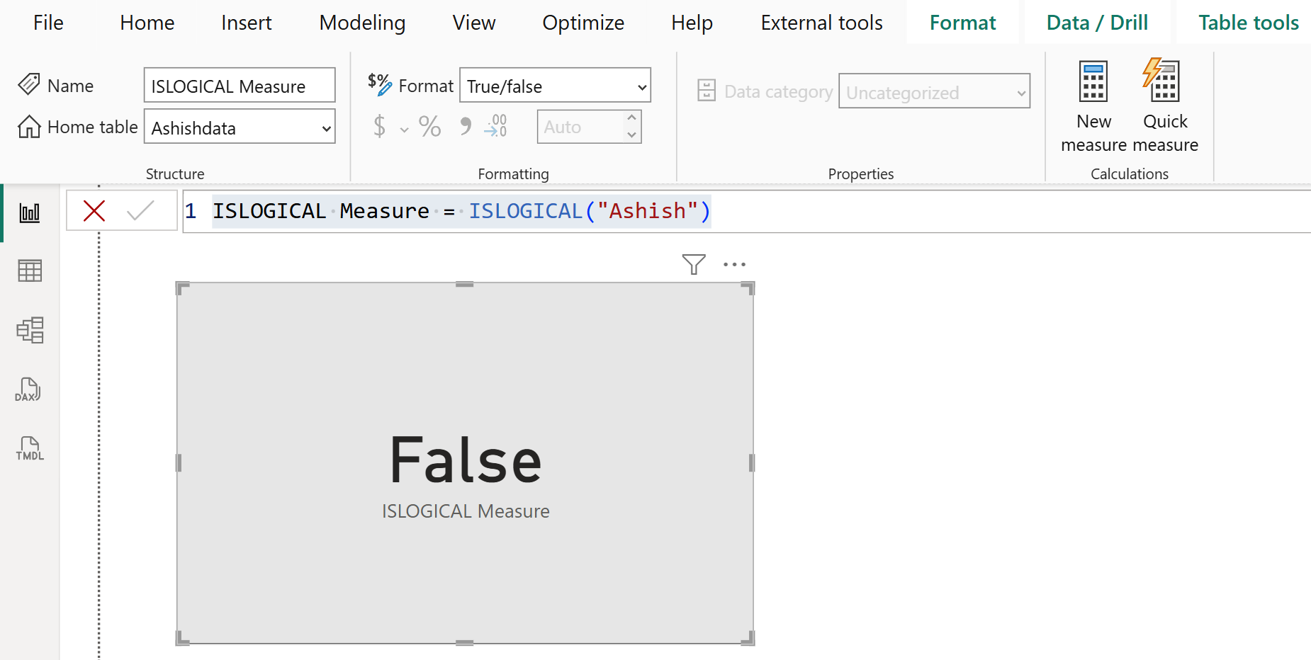 ISLOGICAL dax function in Power BI