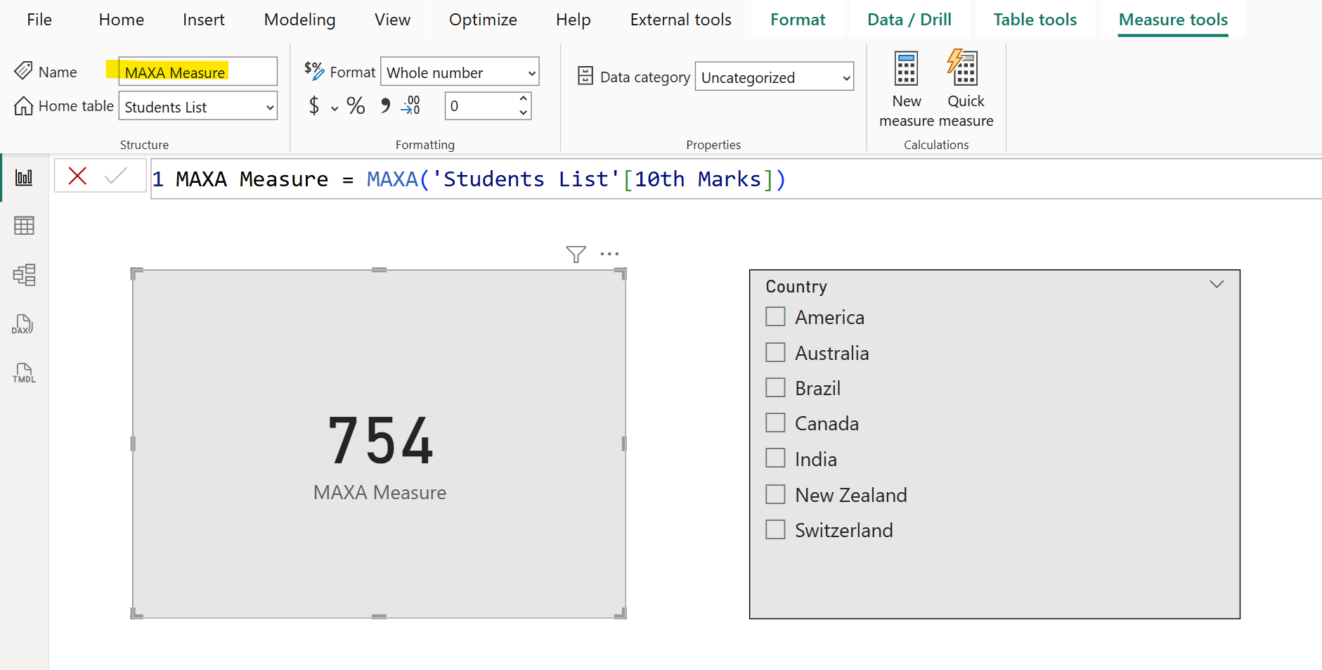 MAXA DAX function in Power BI