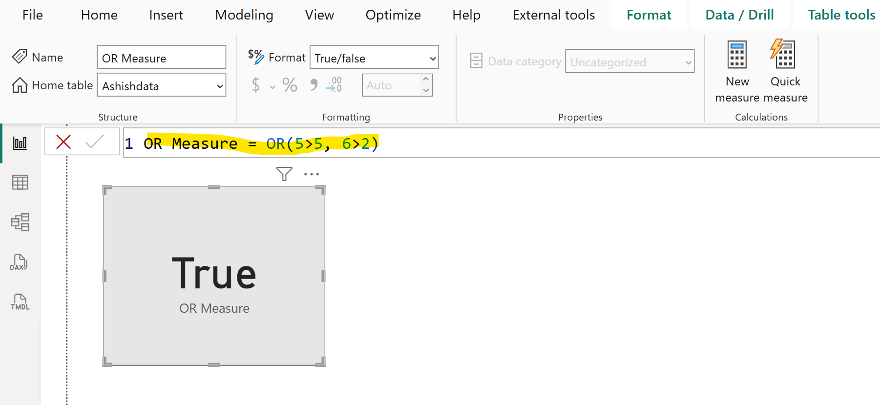 OR dax function in Power BI