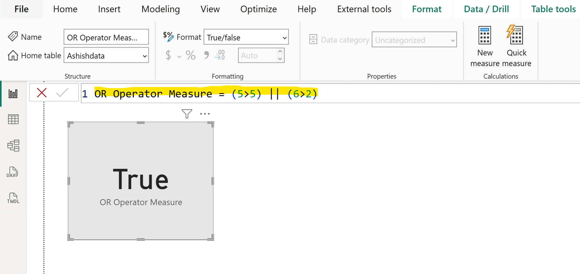 OR DAX operator in Power BI OR DAX operator in Power BI
