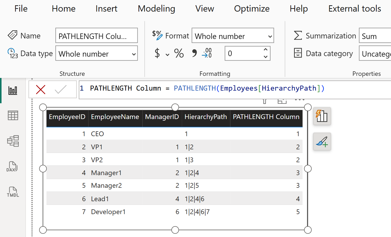 PATHLENGTH DAX Function in Power BI