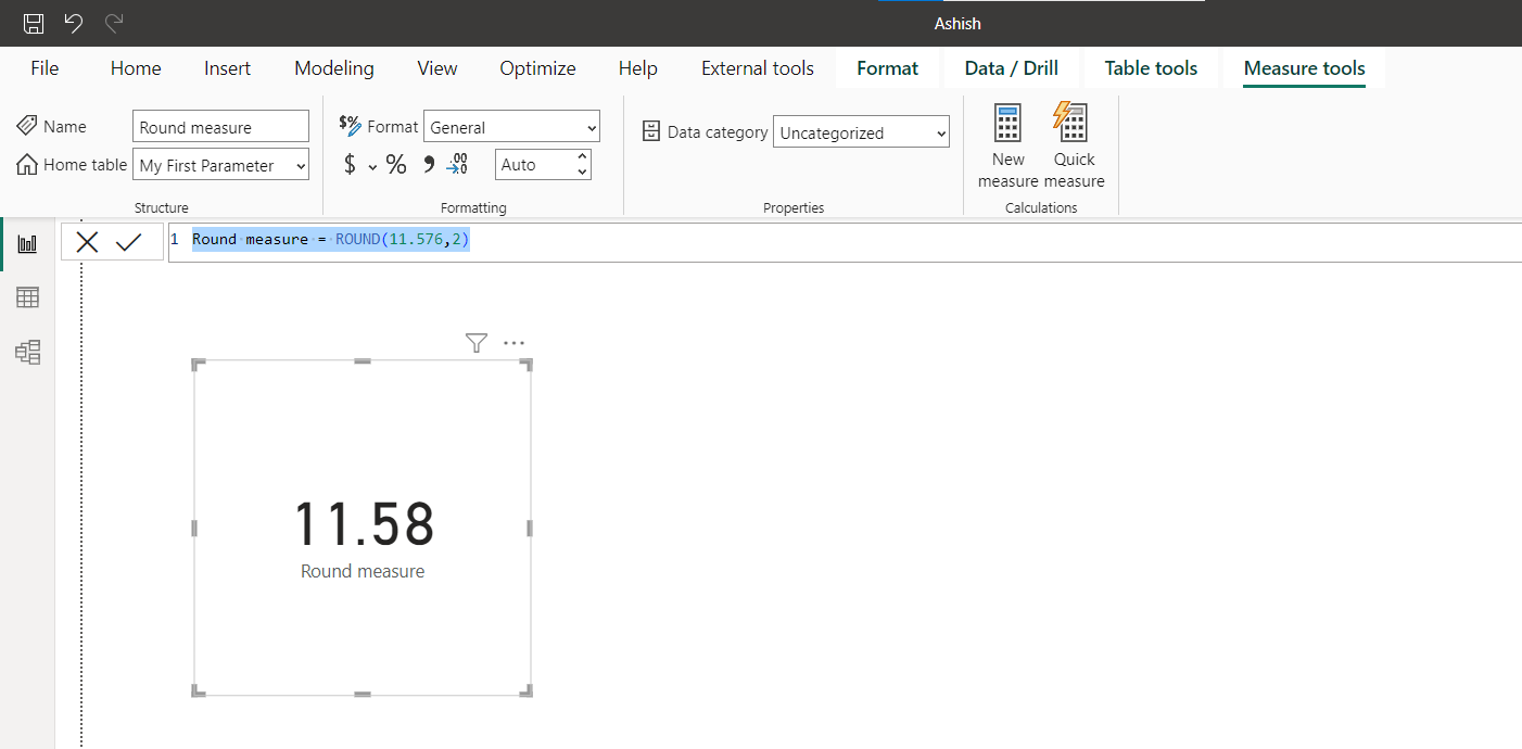 ROUND dax function in Power BI