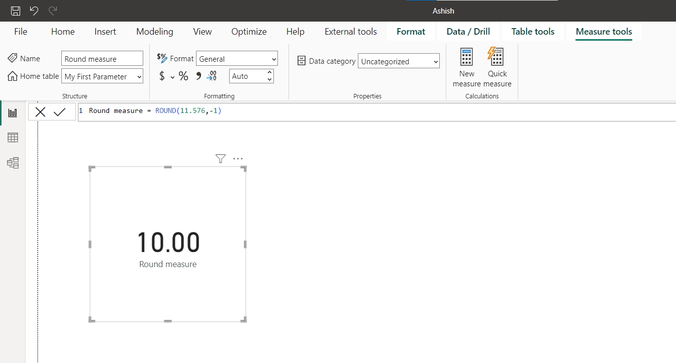 ROUND dax function in Power BI