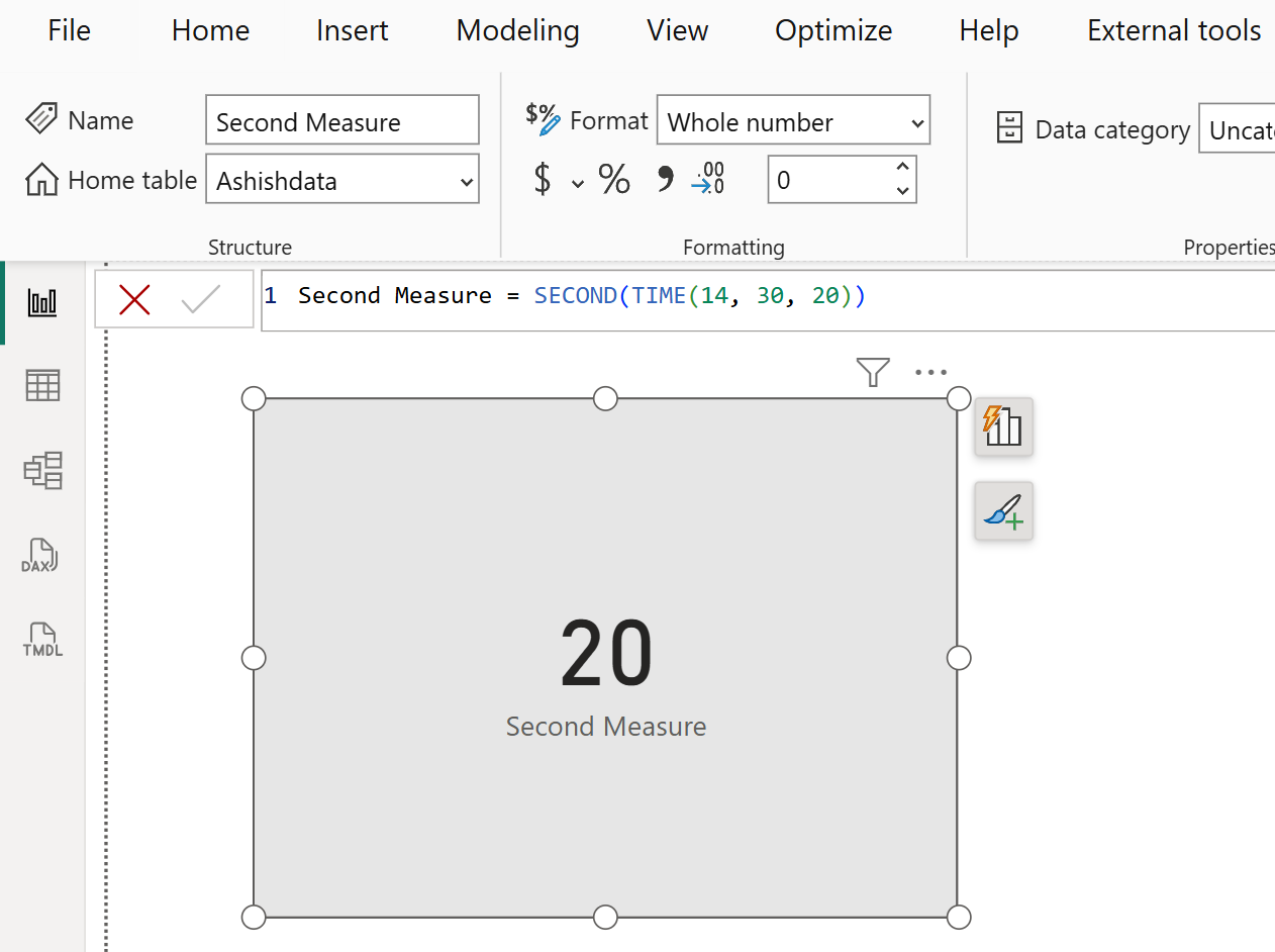 SECOND DAX function in Power BI