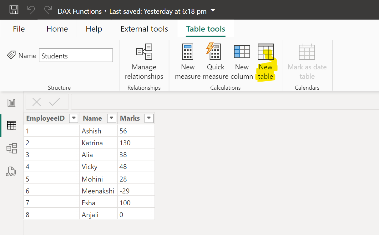 SELECTCOLUMNS dax function in Power BI