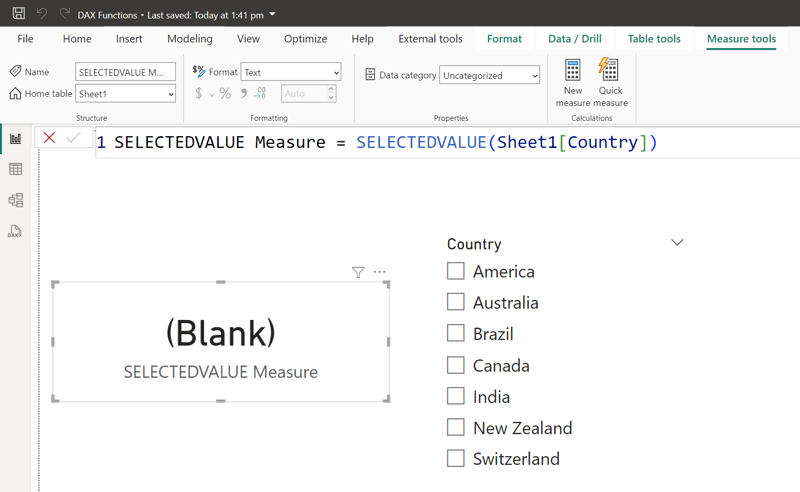SELECTEDVALUE dax function in Power BI SELECTEDVALUE dax function in Power BI