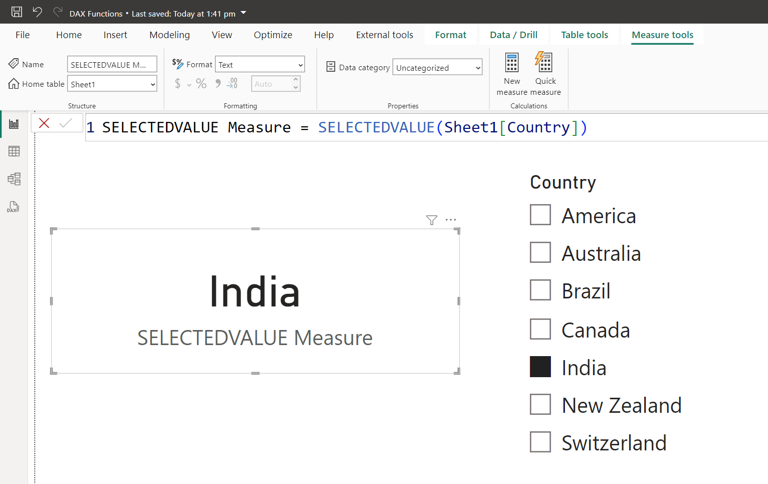 SELECTEDVALUE dax function in Power BI SELECTEDVALUE dax function in Power BI
