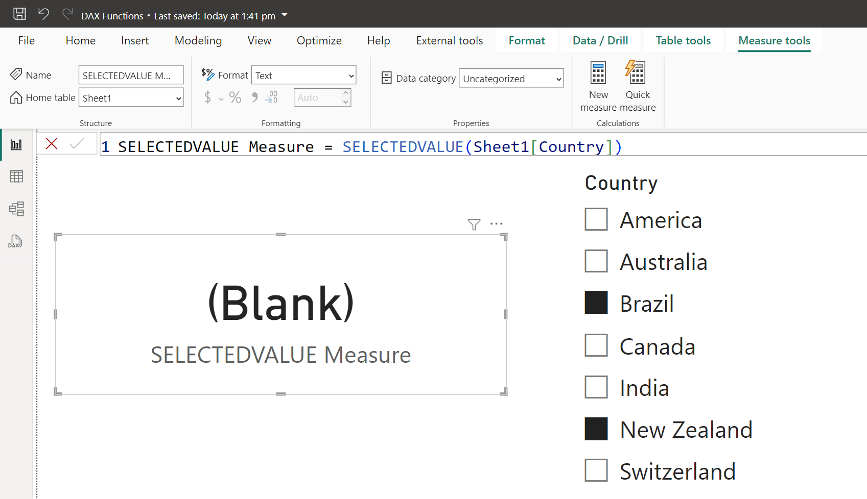 SELECTEDVALUE dax function in Power BI SELECTEDVALUE dax function in Power BI