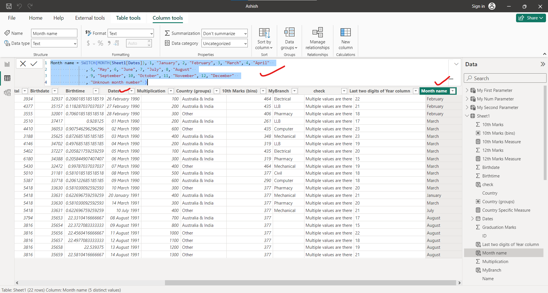 SWITCH dax function in Power BI SWITCH dax function in Power BI