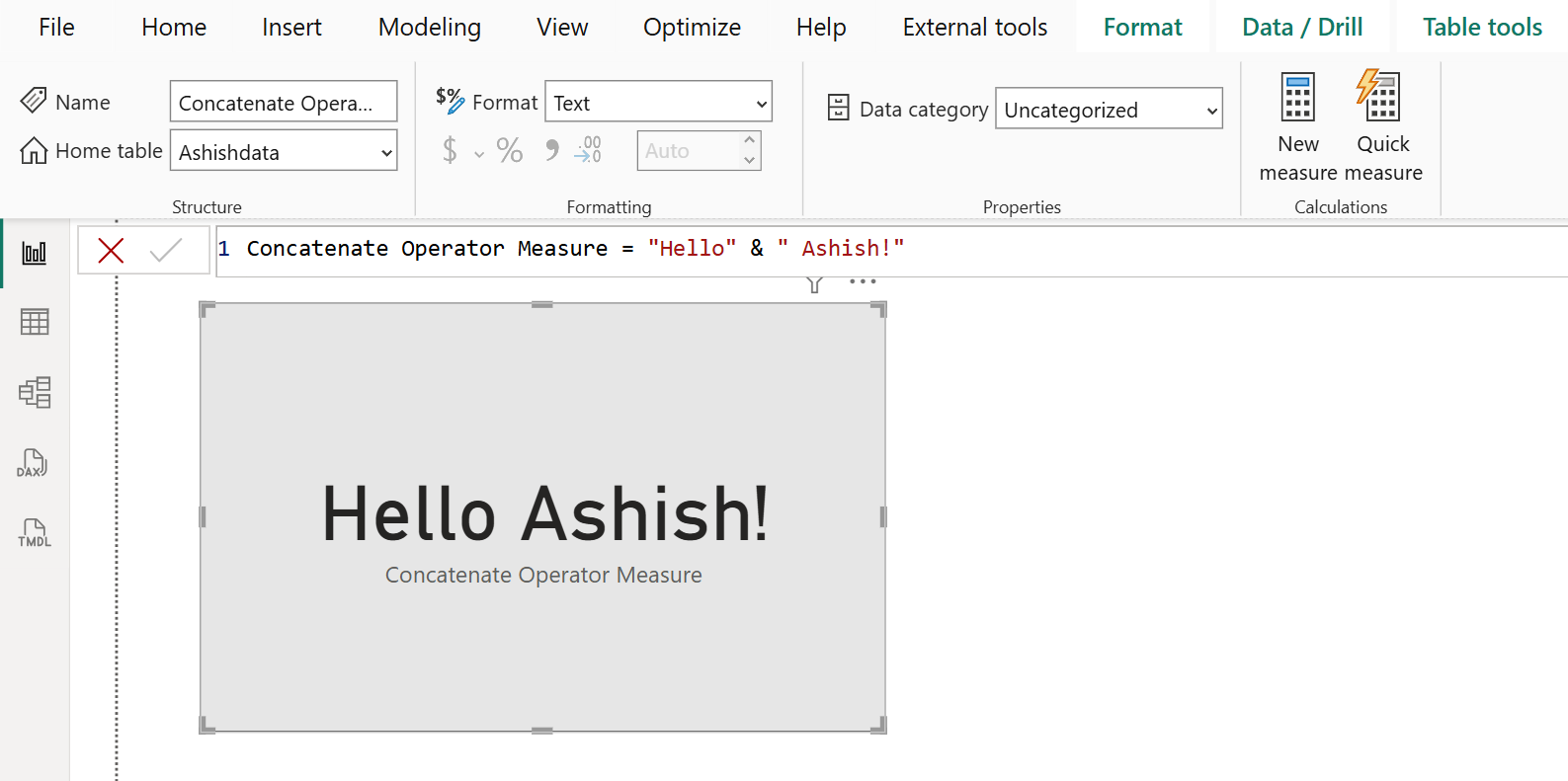 Text Concatenation operator in DAX Text Concatenation operator in DAX