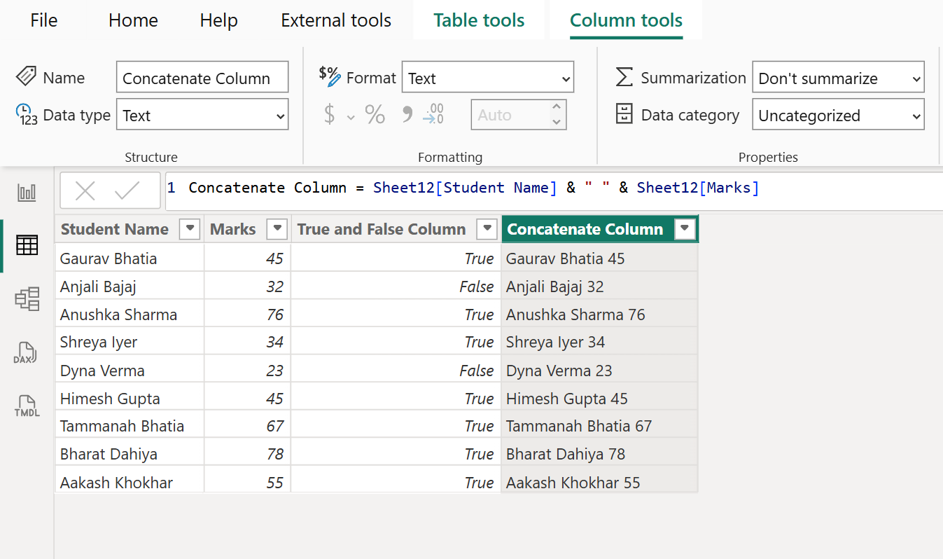 Text Concatenation operator in DAX Text Concatenation operator in DAX