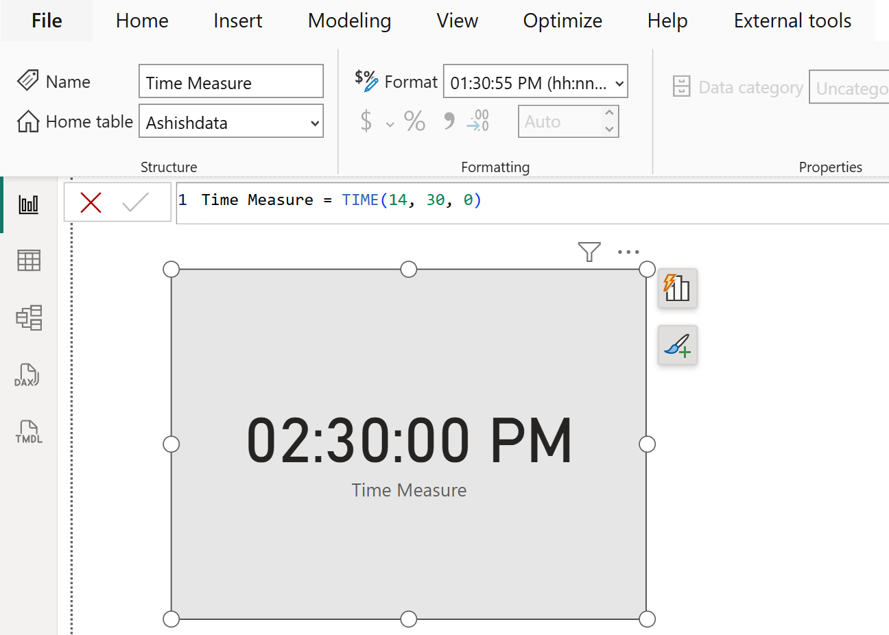 TIME dax function in Power BI